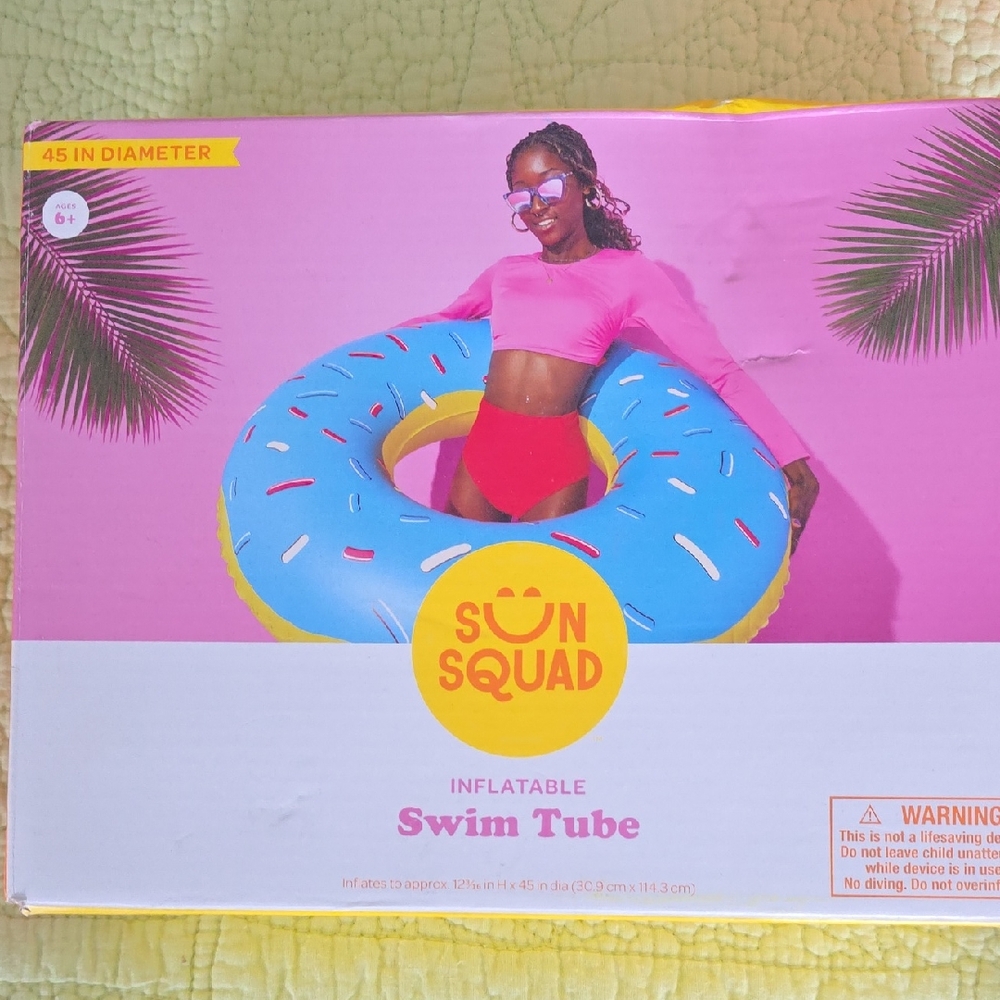 Sun Squad Inflatable Swim Tube - Blue and Yellow
